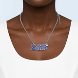 ZPB Silver Blue Rhinestone Greek Letter Necklace