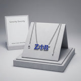 ZPB Silver Blue Rhinestone Greek Letter Necklace