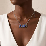 ZPB Silver Blue Rhinestone Greek Letter Necklace