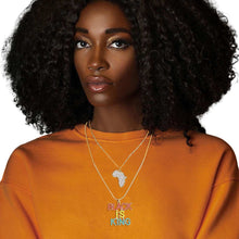 Load image into Gallery viewer, Multi Color Double Chain BLACK IS KING Necklace
