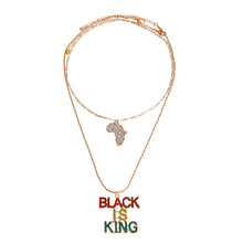 Load image into Gallery viewer, Multi Color Double Chain BLACK IS KING Necklace
