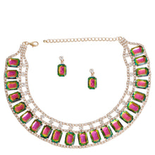 Load image into Gallery viewer, Pink Green Radiant Crystal Collar Set
