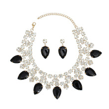 Load image into Gallery viewer, Formal Brilliant Black Teardrop Crystal Necklace
