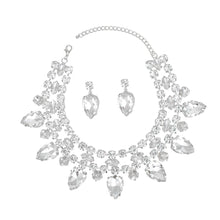 Load image into Gallery viewer, Formal Brilliant Silver Teardrop Crystal Necklace
