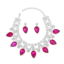 Load image into Gallery viewer, Formal Brilliant Fuchsia Teardrop Crystal Necklace
