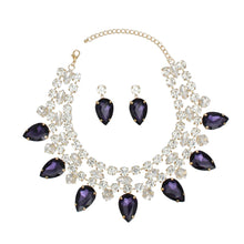 Load image into Gallery viewer, Formal Brilliant Purple Teardrop Crystal Necklace
