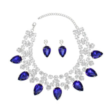 Load image into Gallery viewer, Formal Brilliant Blue Teardrop Crystal Necklace
