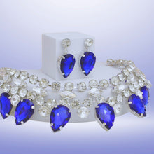 Load image into Gallery viewer, Formal Brilliant Blue Teardrop Crystal Necklace
