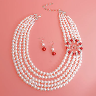 DST Necklace White Pearl Soror Delta Set for Women