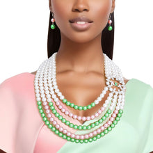 Load image into Gallery viewer, AKA Necklace Mix Pink Green Pearl AKA Set
