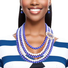 Load image into Gallery viewer, Necklace Blue White Pearl ZPB Set for Women
