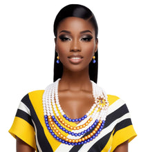 Load image into Gallery viewer, Necklace Mix Blue Gold Pearl Sigma Set for Women
