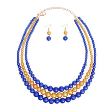 Load image into Gallery viewer, Pearl Necklace Blue Gold 3 Strand for Women
