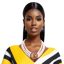 Load image into Gallery viewer, Pearl Necklace Blue Gold Sigma Set for Women
