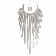 Load image into Gallery viewer, Necklace Silver Chain Long Drop Fringe Bib Women
