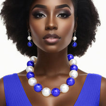 Load image into Gallery viewer, ZPB Sorority Blue White 30mm Jumbo Pearl Set
