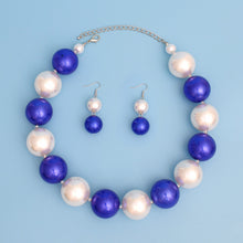 Load image into Gallery viewer, ZPB Sorority Blue White 30mm Jumbo Pearl Set
