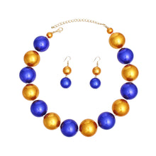 Load image into Gallery viewer, SGRHO Sorority Gold Blue  30mm Jumbo Pearl Set
