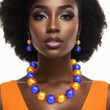 Load image into Gallery viewer, SGRHO Sorority Gold Blue  30mm Jumbo Pearl Set
