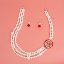 Load image into Gallery viewer, DST Sorority White Pearl Long Brooch Necklace
