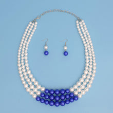 Load image into Gallery viewer, ZPB Pearl White with Blue Center 3 Strand Set
