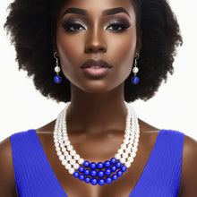 Load image into Gallery viewer, ZPB Pearl White with Blue Center 3 Strand Set
