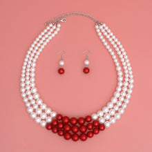 Load image into Gallery viewer, DST Pearl White with Red Center 3 Strand Set
