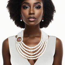 Load image into Gallery viewer, OES Sorority White Pearl Necklace Set for Women
