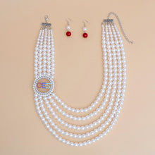 Load image into Gallery viewer, OES Sorority White Pearl Necklace Set for Women
