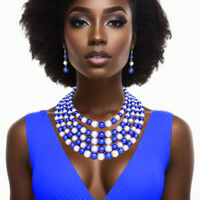 Load image into Gallery viewer, ZPB Alternating Blue White Pearl 5 Strand Necklace

