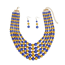 Cargar imagen en el visor de la galería, SGRHO Alternating Blue Gold Pearl 5 Strand Set
