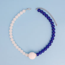 Cargar imagen en el visor de la galería, ZPB Sorority Blue White Pearl Glass Bead Necklace
