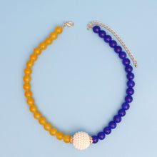 Cargar imagen en el visor de la galería, SGRHO Sorority Blue Gold Pearl Glass Bead Necklace
