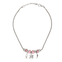 Cargar imagen en el visor de la galería, Breast Cancer Silver Never Give Up Charm Necklace
