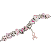 Cargar imagen en el visor de la galería, Breast Cancer Silver Hope Ribbon Charm Necklace
