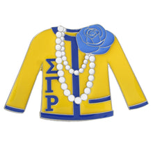 Load image into Gallery viewer, Yellow Blue Sweater Sorority Pin
