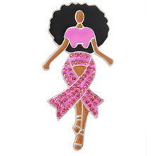Load image into Gallery viewer, Brooch Silver Pink Black Woman Breast Cancer Pin
