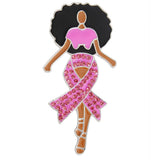 Brooch Silver Pink Black Woman Breast Cancer Pin