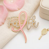 Faith Breast Cancer Gold Light Pink Ribbon Brooch
