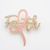 Faith Breast Cancer Gold Light Pink Ribbon Brooch