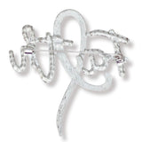 Breast Cancer Brooch Silver Faith Light Pink Ribbon