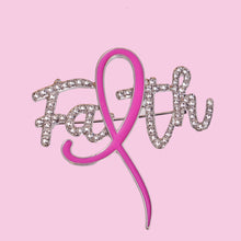 Cargar imagen en el visor de la galería, Breast Cancer Brooch Silver Faith Pink Ribbon
