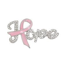 Load image into Gallery viewer, Breast Cancer Brooch Silver Light Pink Ribbon Hope Pin
