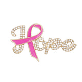 Brooch Gold Pink Ribbon Hope Pin for Women