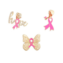 Load image into Gallery viewer, Pin Set Gold Pink Breast Cancer Hope for Women
