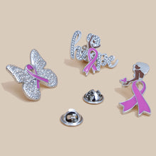 Load image into Gallery viewer, Silver Hope Ribbon Brooch Set
