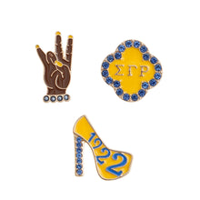 Load image into Gallery viewer, Blue Gold 3 Pcs Sorority Pins

