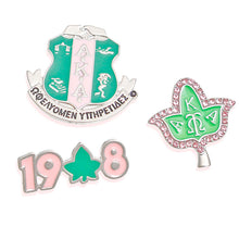 Load image into Gallery viewer, Sorority Pin Set Pink Green AKA for Women
