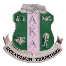 Load image into Gallery viewer, AKA Pink Green Sorority Shield Brooch
