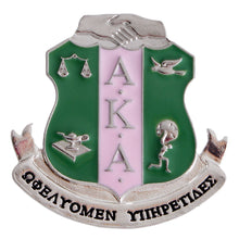 Load image into Gallery viewer, Pink Green Sorority Shield Brooch
